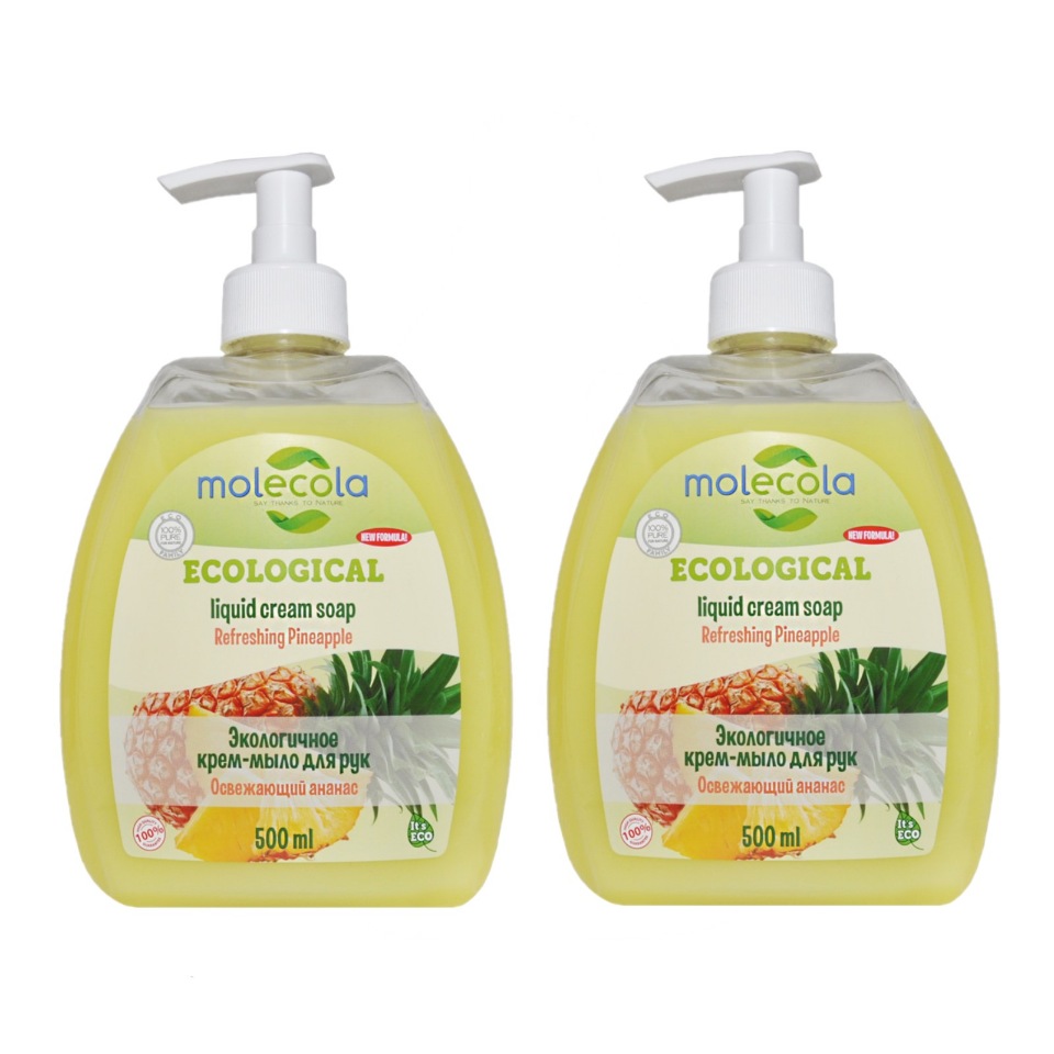 Купить Экологичное жидкое мыло для рук MOLECOLA Освежающий Ананас 500 мл - 2 шт