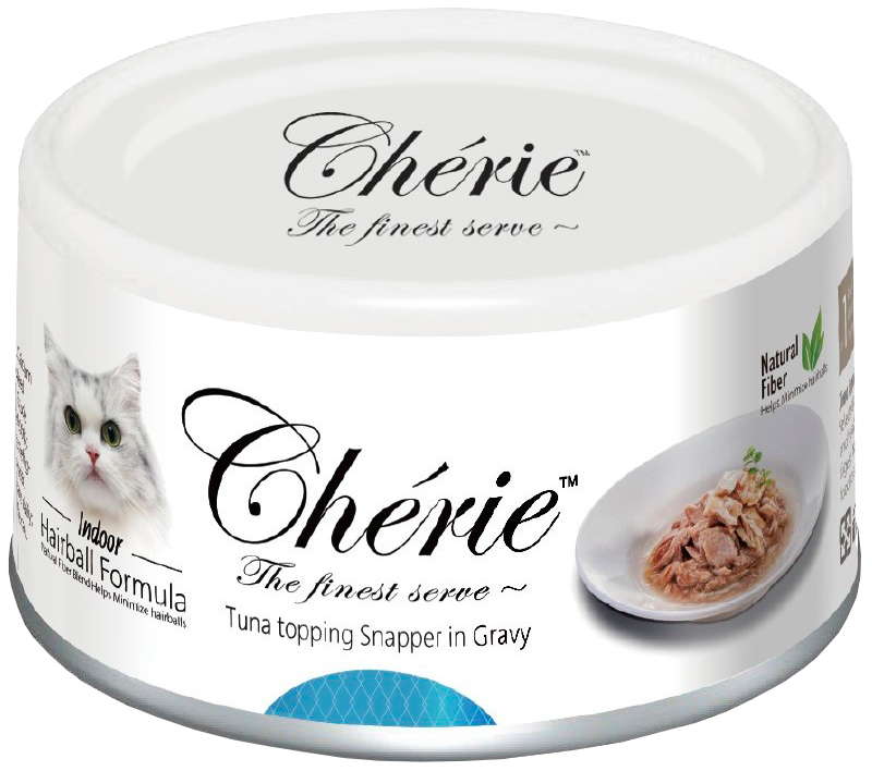 

Консервы для кошек Pettric Cherie Adult Hairball Control, с тунцом и люцианом, 24шт по 80г, Cherie Hairball Control