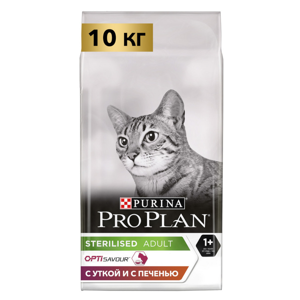 Сухой корм для кошек ProPlan, для стерилизованных кошек, утка, печень, 10 кг