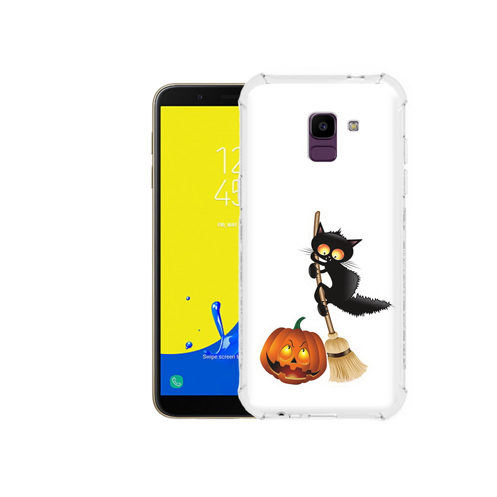 

Чехол MyPads Tocco для Samsung Galaxy J6 (2018) хэлуинский котик, Прозрачный, Tocco