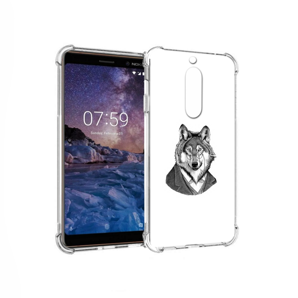 Чехол MyPads Tocco для Nokia 7 волк в пиджаке (PT95887.123.266)