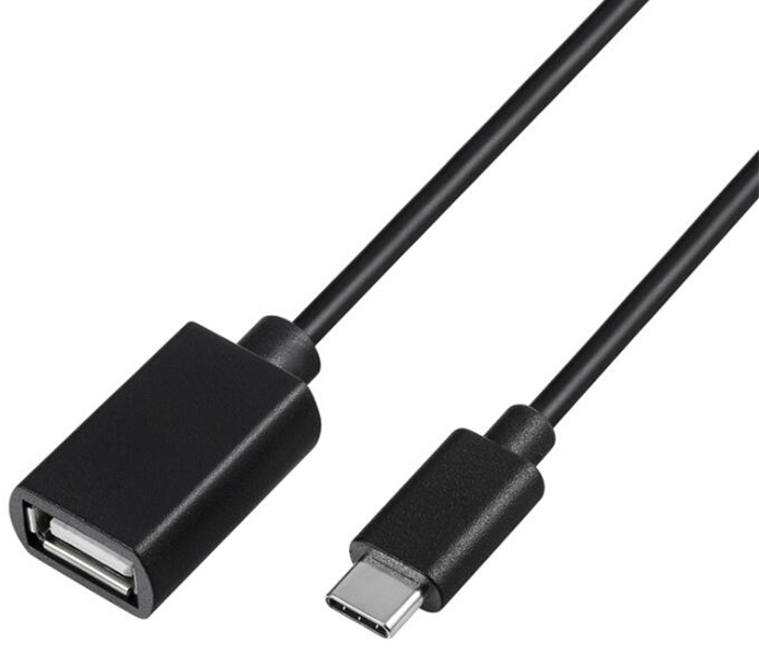 Переходник GSMIN A80 USB 2.0 OTG - USB Type-C (15 см) (Черный)