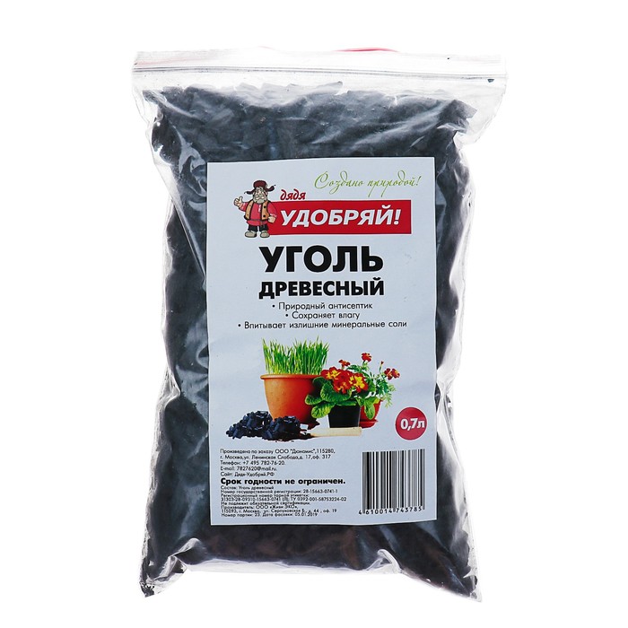 

Уголь древесный "Дядя Удобряй", 0,7 л, Черный