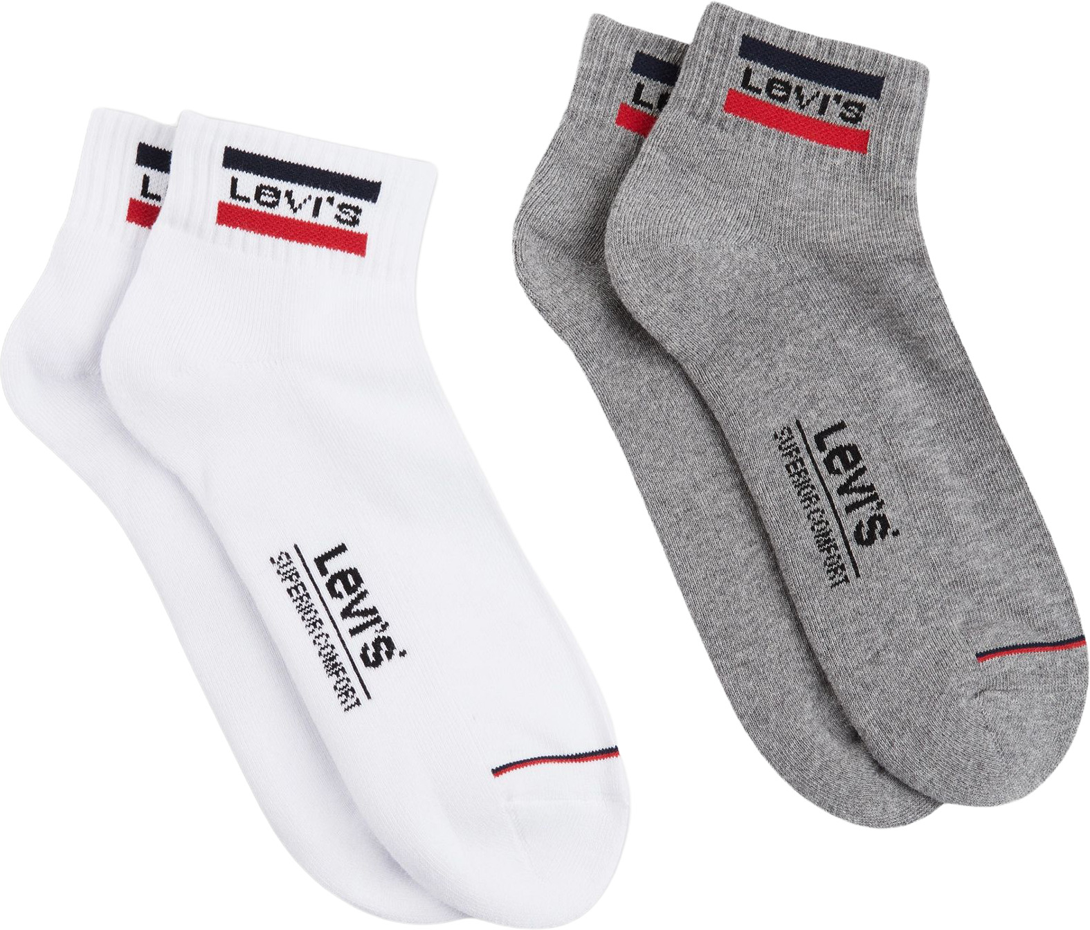 

Комплект носков мужских Levi's 37157-0146 белых; серых 43, 37157-0146