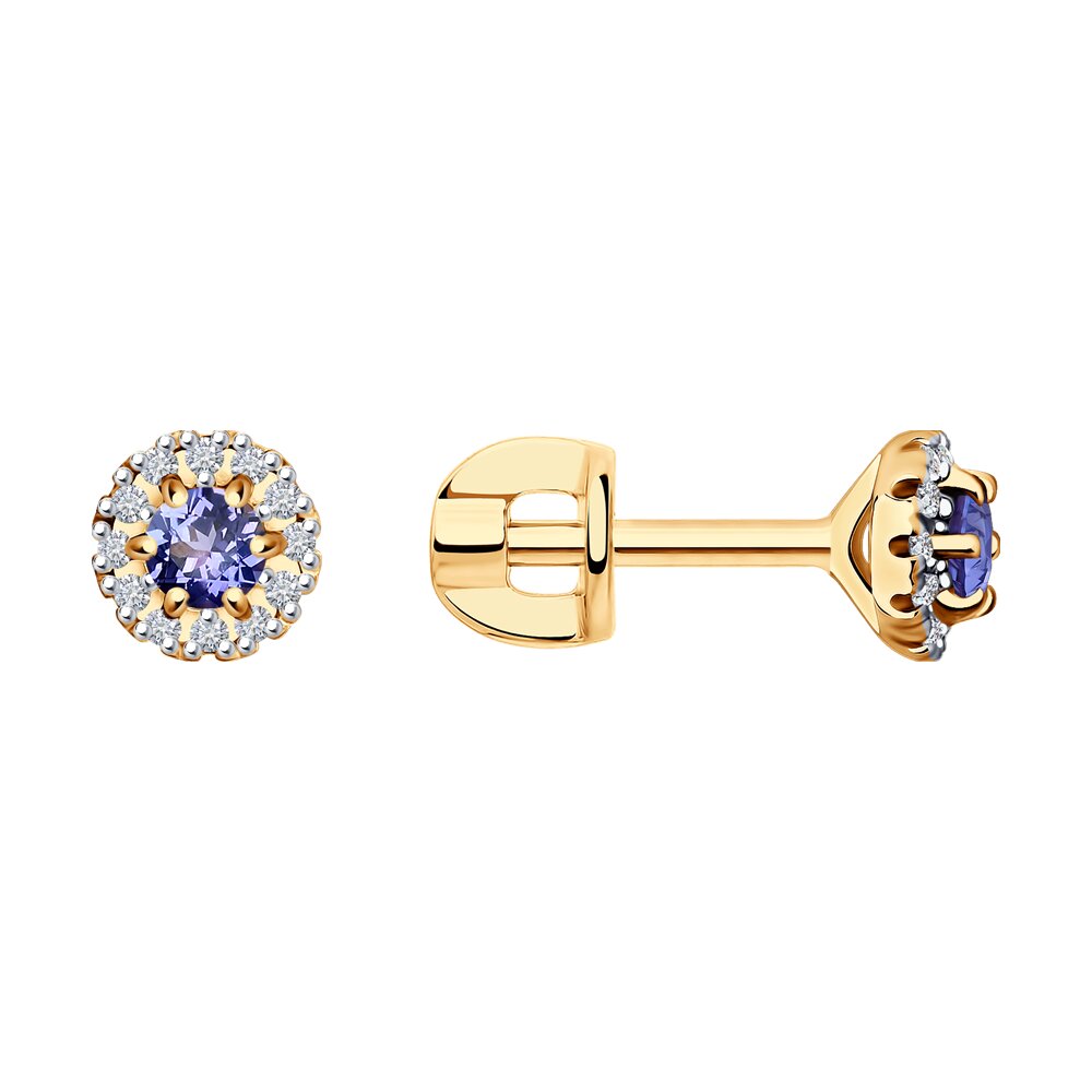 

Серьги пусеты из красного золота SOKOLOV Diamonds 6024252, бриллиант/танзанит, 6024252