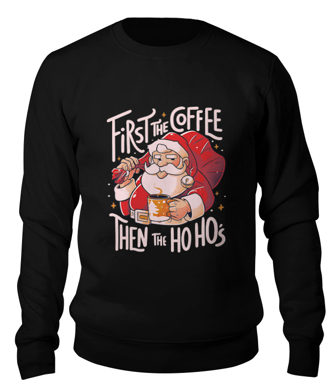 

Свитшот Printio Coffee and ho ho's черный 2XL, Coffee and ho ho's