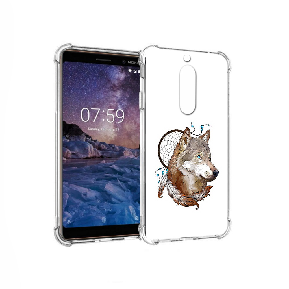 

Чехол MyPads Tocco для Nokia 7 волк и ловец снов (PT95887.123.269), Прозрачный, Tocco