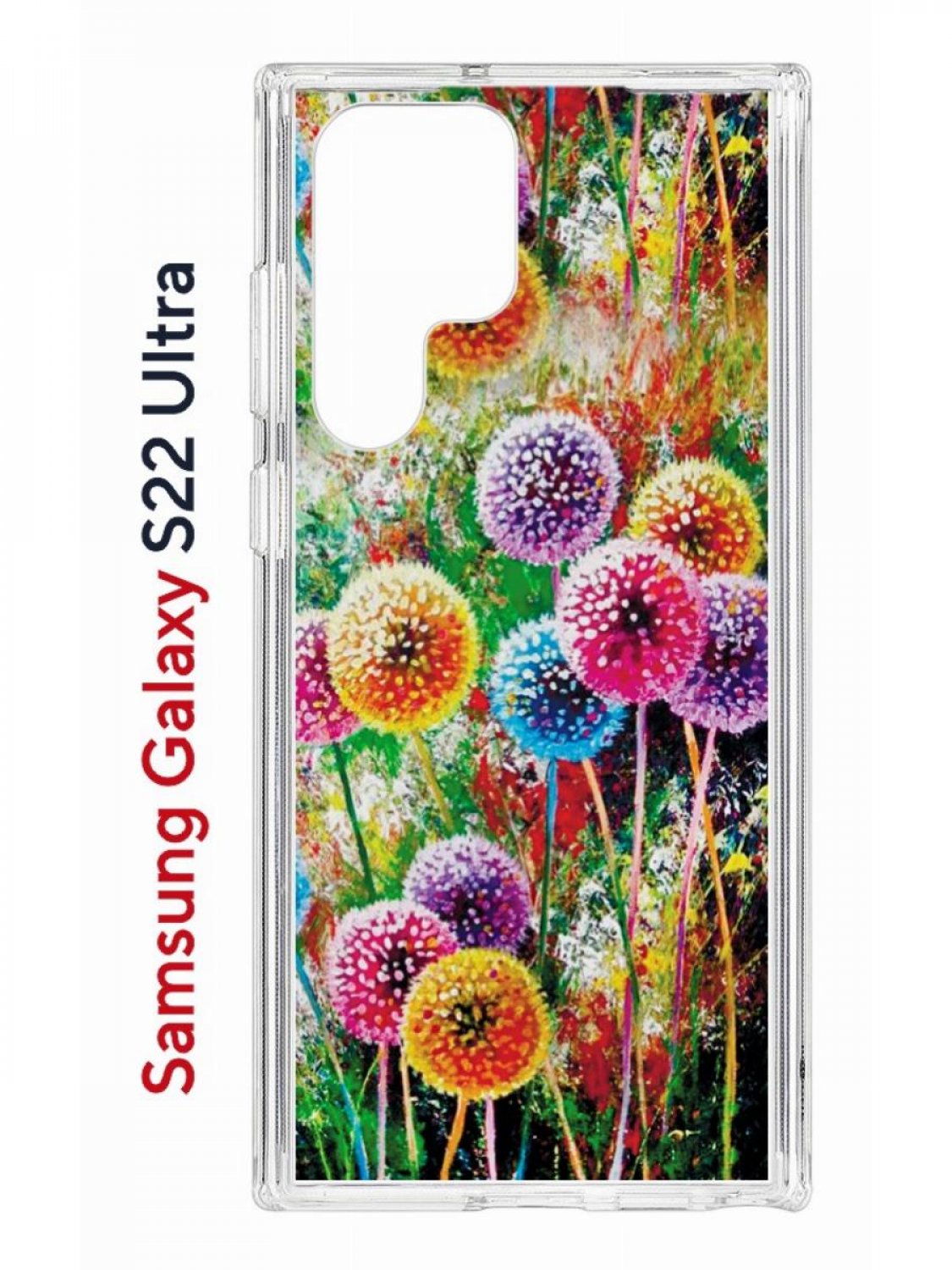 

Чехол на Samsung Galaxy S22 Ultra Kruche Print Одуванчики,противоударный бампер с принтом, Прозрачный;зеленый;оранжевый;розовый, Самсунг Галакси с22 Ультра