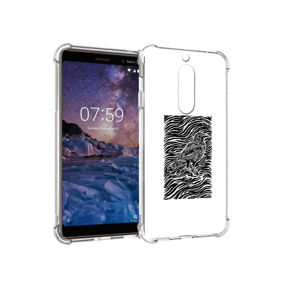 

Чехол MyPads Tocco для Nokia 7 ворон в абстракции (PT95887.123.272), Прозрачный, Tocco