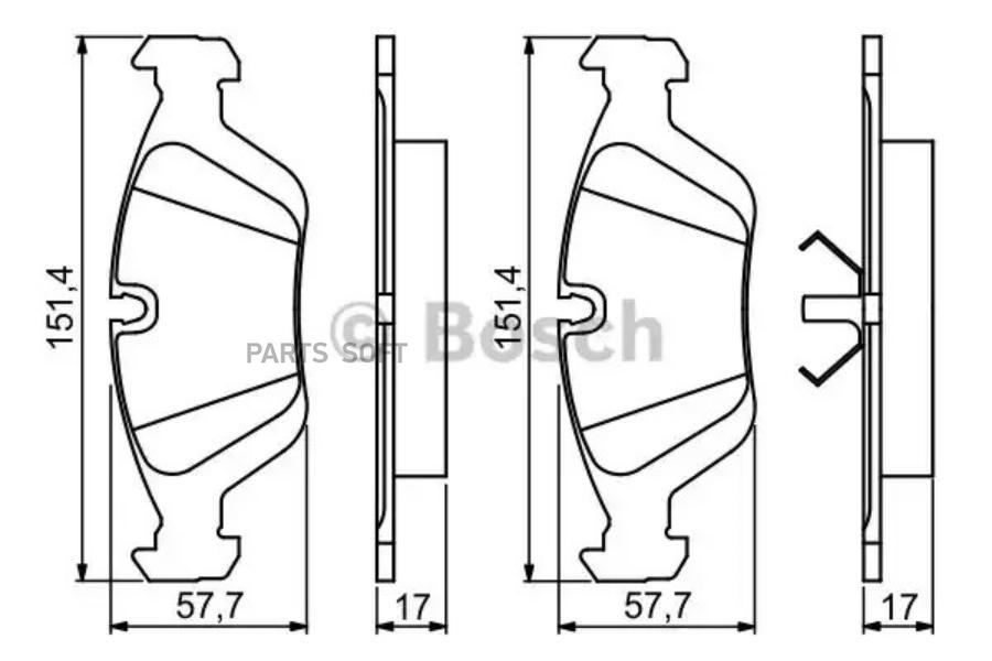 

Тормозные колодки Bosch передние для BMW E46 1.6-2.8, Z3 1.8-2.8 95- 986495229