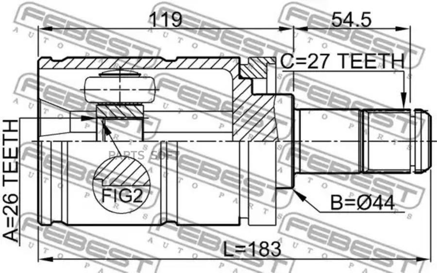 

Шрус Bmw X5 E53 3.0-4.8 00-06 Внут. Пер. Febest 1911-E53LH