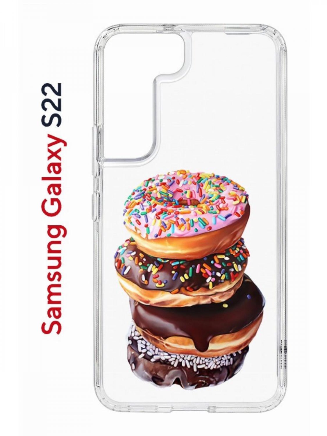 Чехол на Samsung S22 с принтом Kruche Print Donuts,противоударный бампер,с защитой камеры