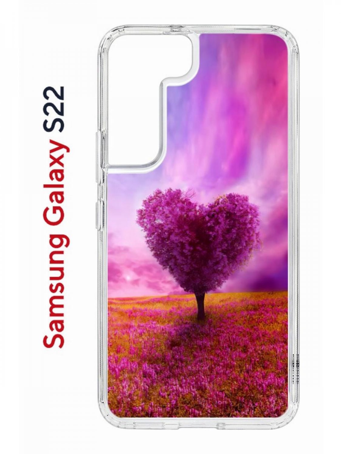 Чехол на Samsung S22 Kruche Print Pink heart,противоударный бампер,с защитой камеры