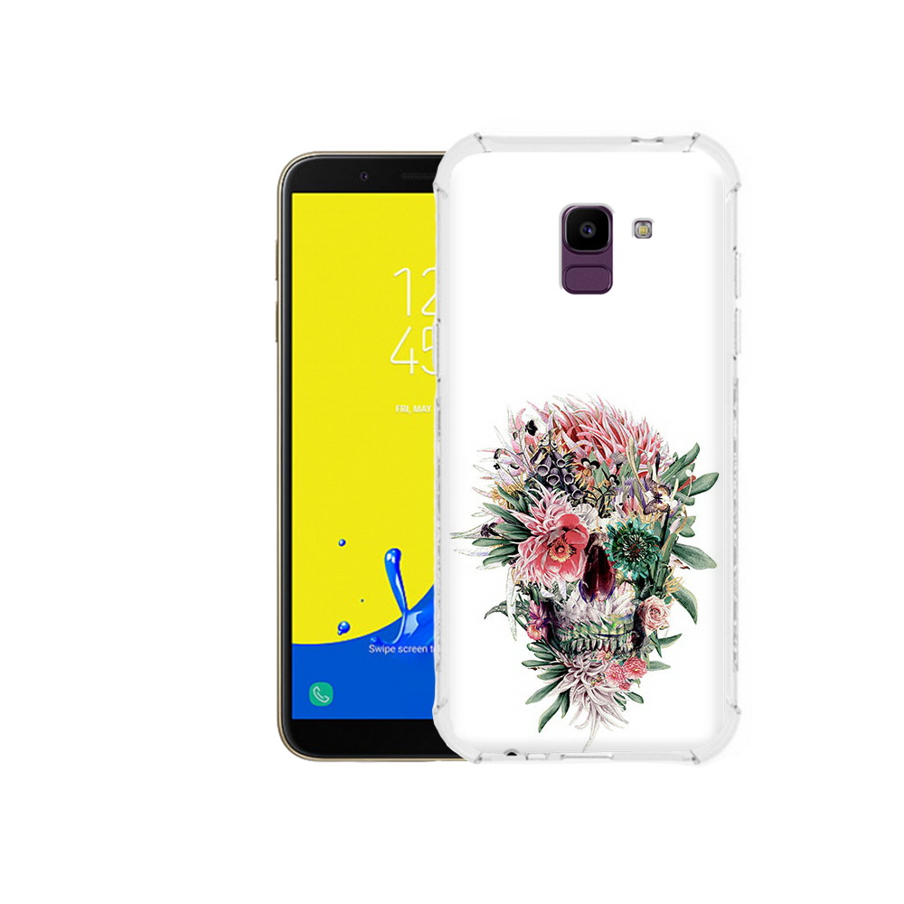 

Чехол MyPads Tocco для Samsung Galaxy J6 (2018) череп из цветов, Прозрачный, Tocco