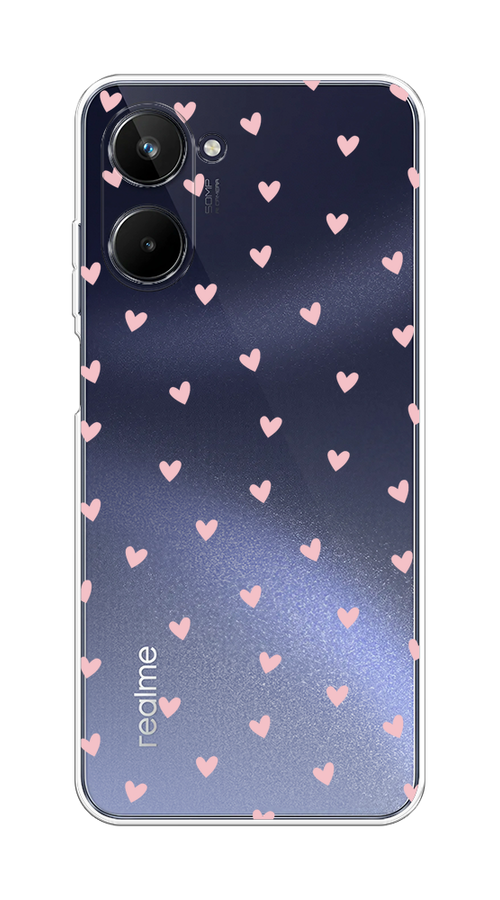 

Чехол на Realme 10 4G "Розовые сердечки паттерн", Розовый;прозрачный, 2512150-1