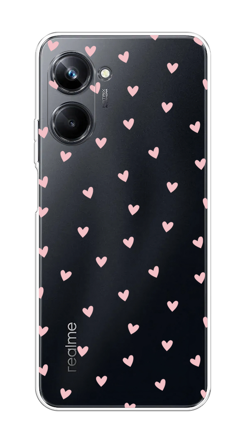 

Чехол на Realme 10 Pro "Розовые сердечки паттерн", Розовый;прозрачный, 2512550-1