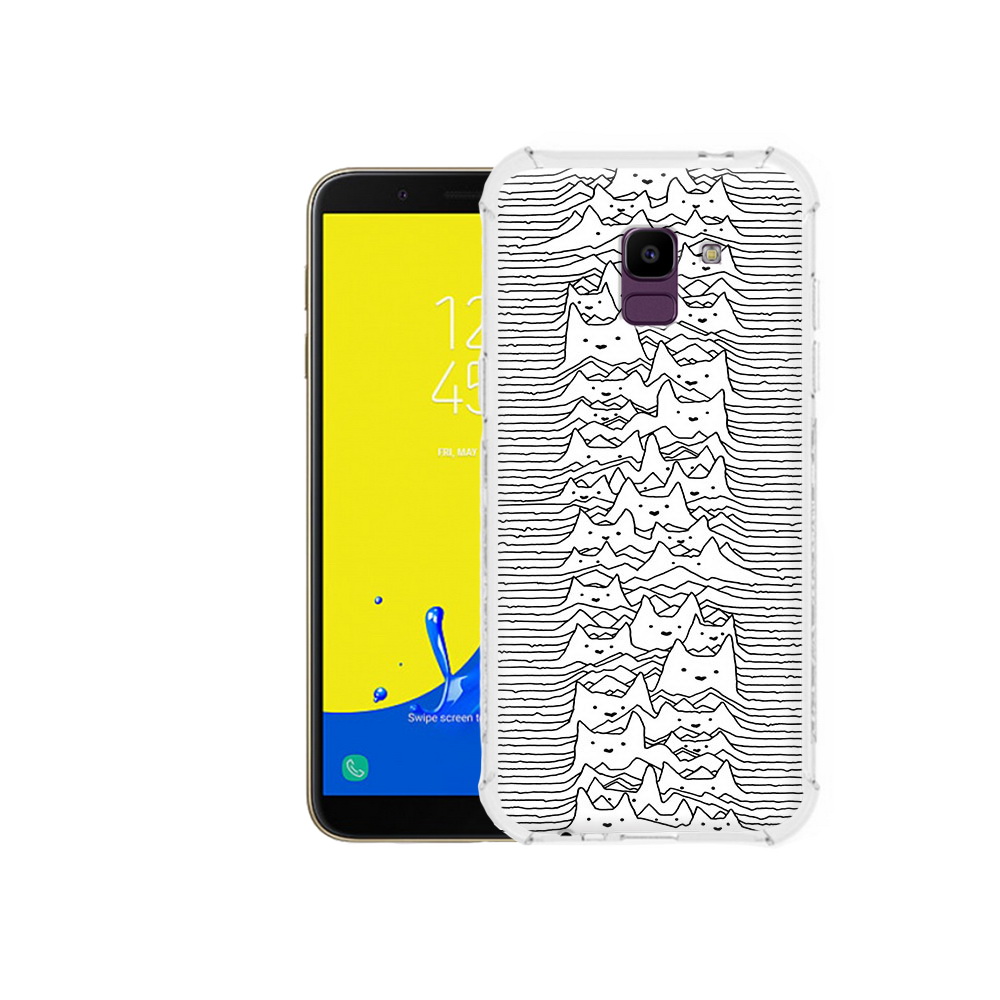 

Чехол MyPads Tocco для Samsung Galaxy J6 (2018) черно белые коты 3D, Прозрачный, Tocco