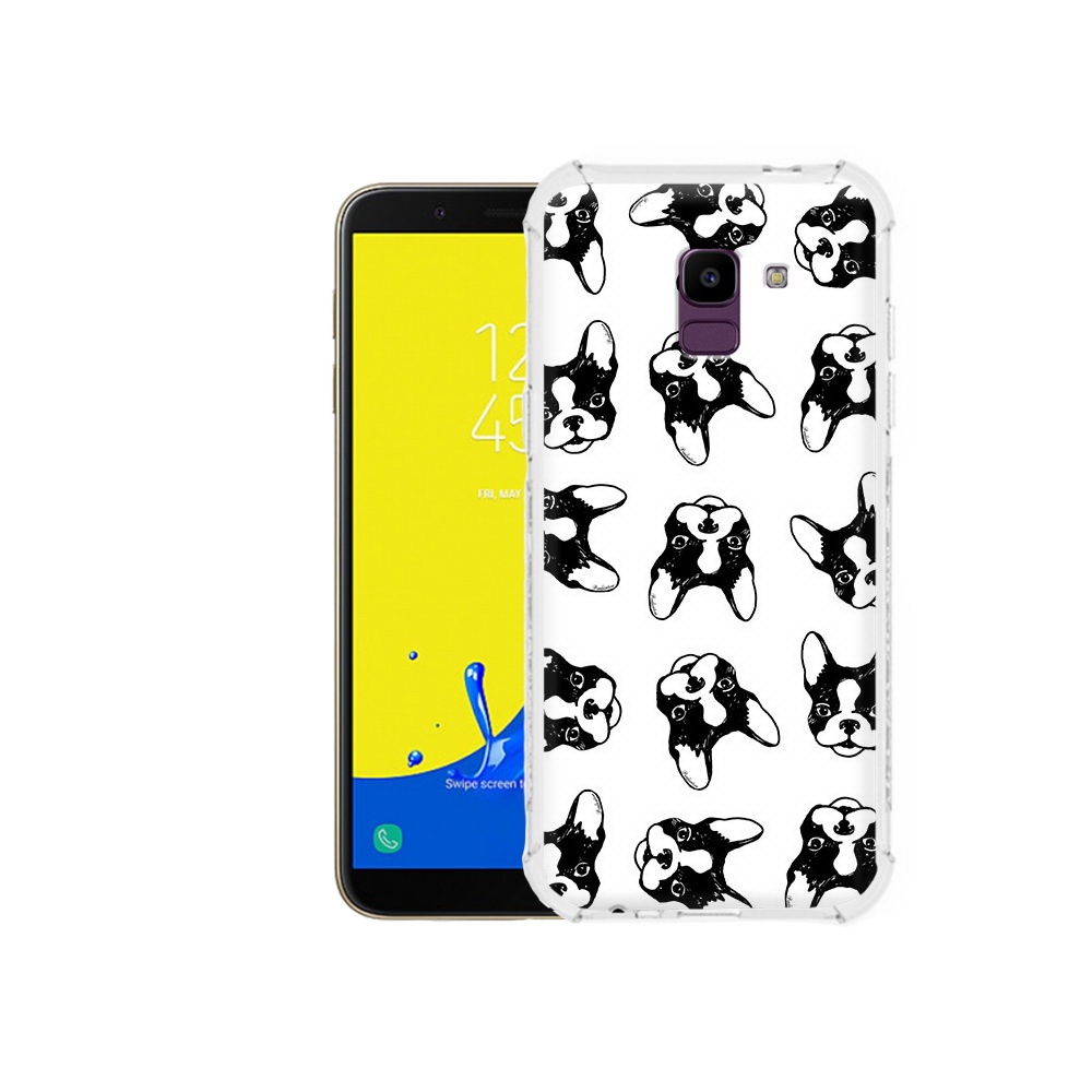 

Чехол MyPads Tocco для Samsung Galaxy J6 (2018) черно белые собачки, Прозрачный, Tocco