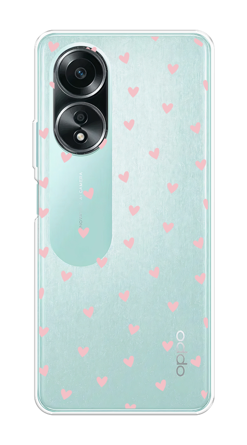 

Чехол на Oppo A58 4G "Розовые сердечки паттерн", Розовый;прозрачный, 2514950-1