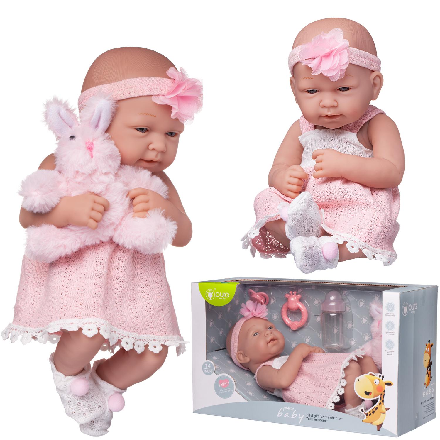 фото Пупс junfa pure baby в ажурном бело-розовом платье, в белых пинетках, с повязкой на голове junfa toys