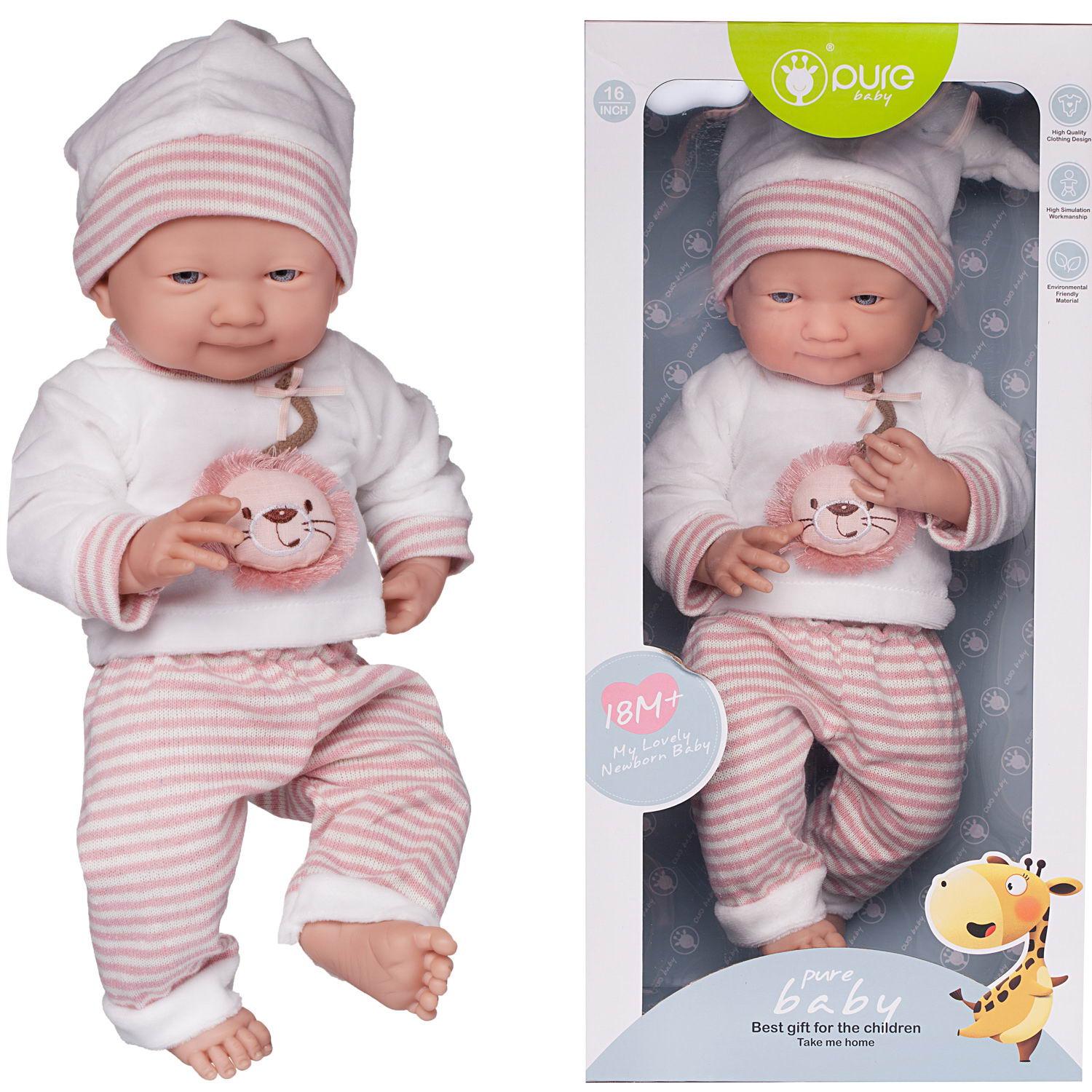 фото Пупс junfa pure baby в белой со львенком кофточке junfa toys