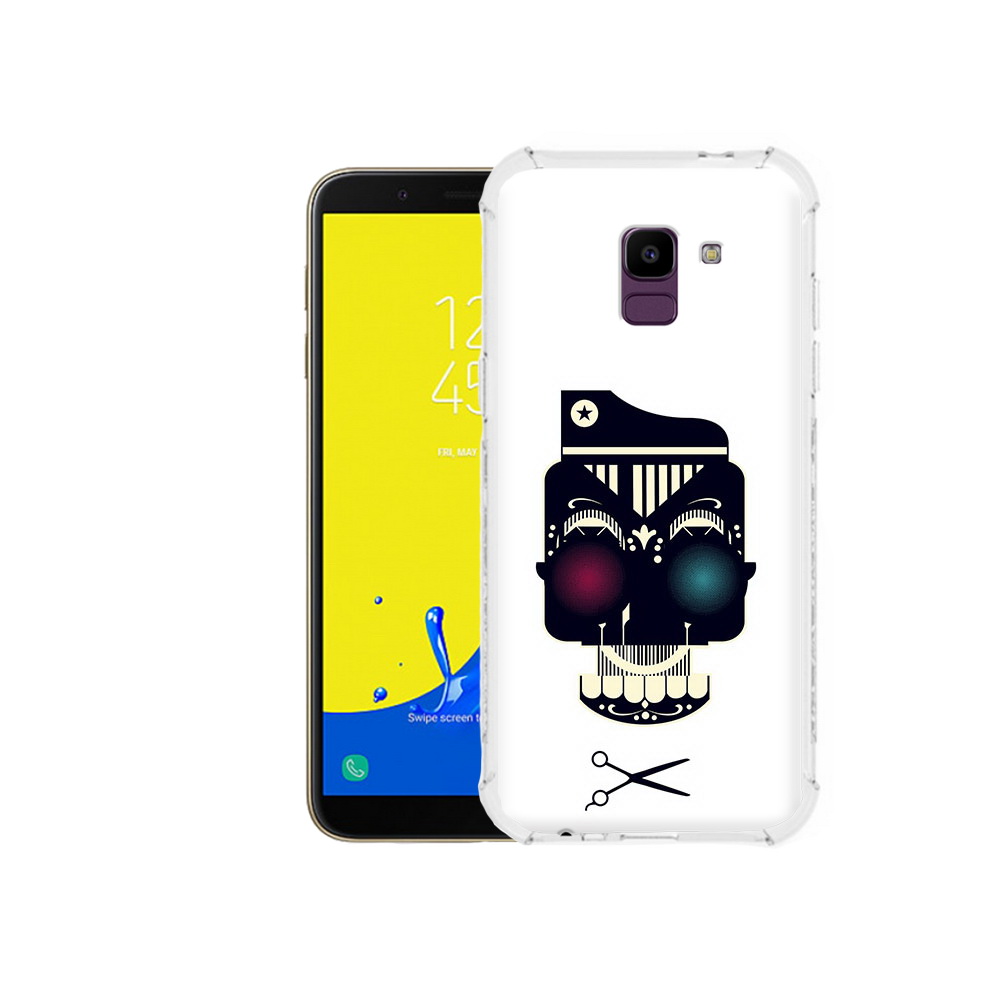 

Чехол MyPads Tocco для Samsung Galaxy J6 (2018) черно белый скелет с яркими глазами, Прозрачный, Tocco