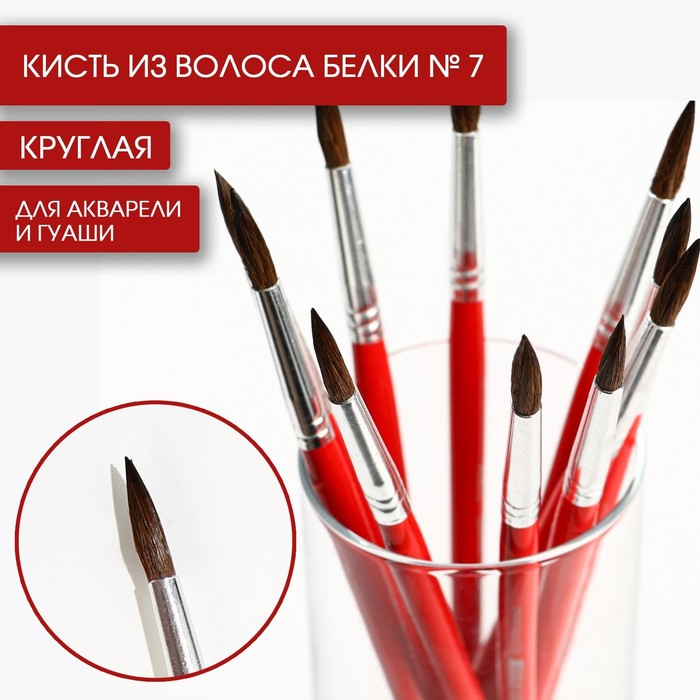 Кисть из волоса белки круглая 7 ARTLAVKA Короткая ручка10 шт 649₽