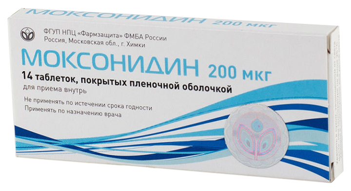 

Моксонидин таблетки 200 мкг 14 шт.