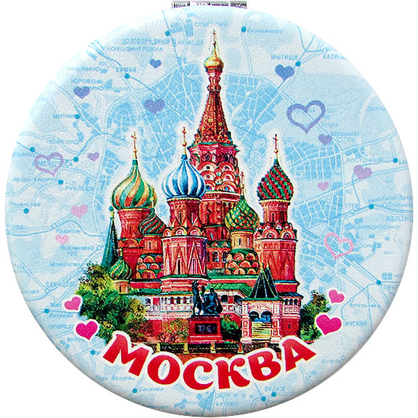 

Карманное зеркальце "Собор на Красной площади", Разноцветный