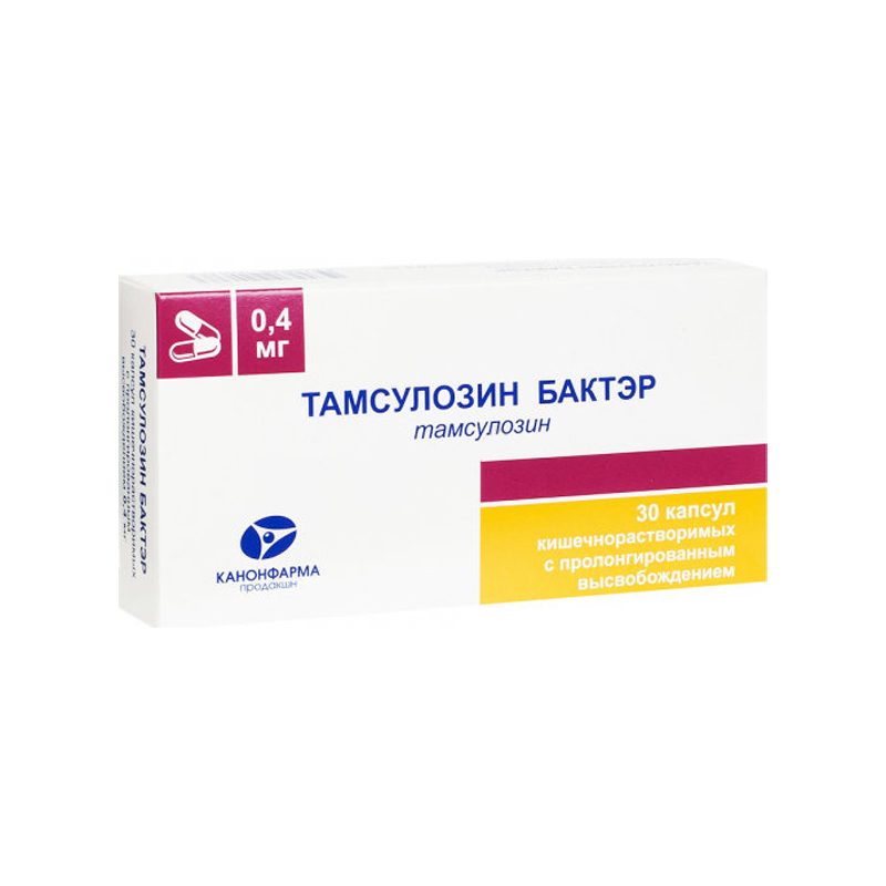 

Тамсулозин-Бактэр капсулы 0,4 мг 30 шт.