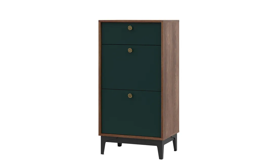 

Комод НК-мебель BRASS KM-4, Изумруд/Каштан, 53.8х39x107 см, BRASS KM-4