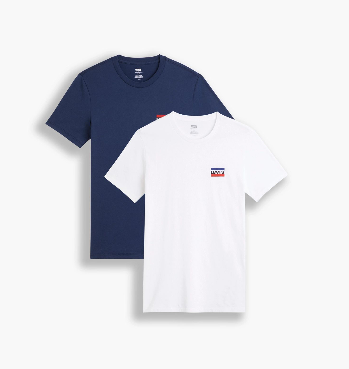 

Комплект футболок мужских Levi's 79681-0014 белый; синий 2XL, 79681-0014