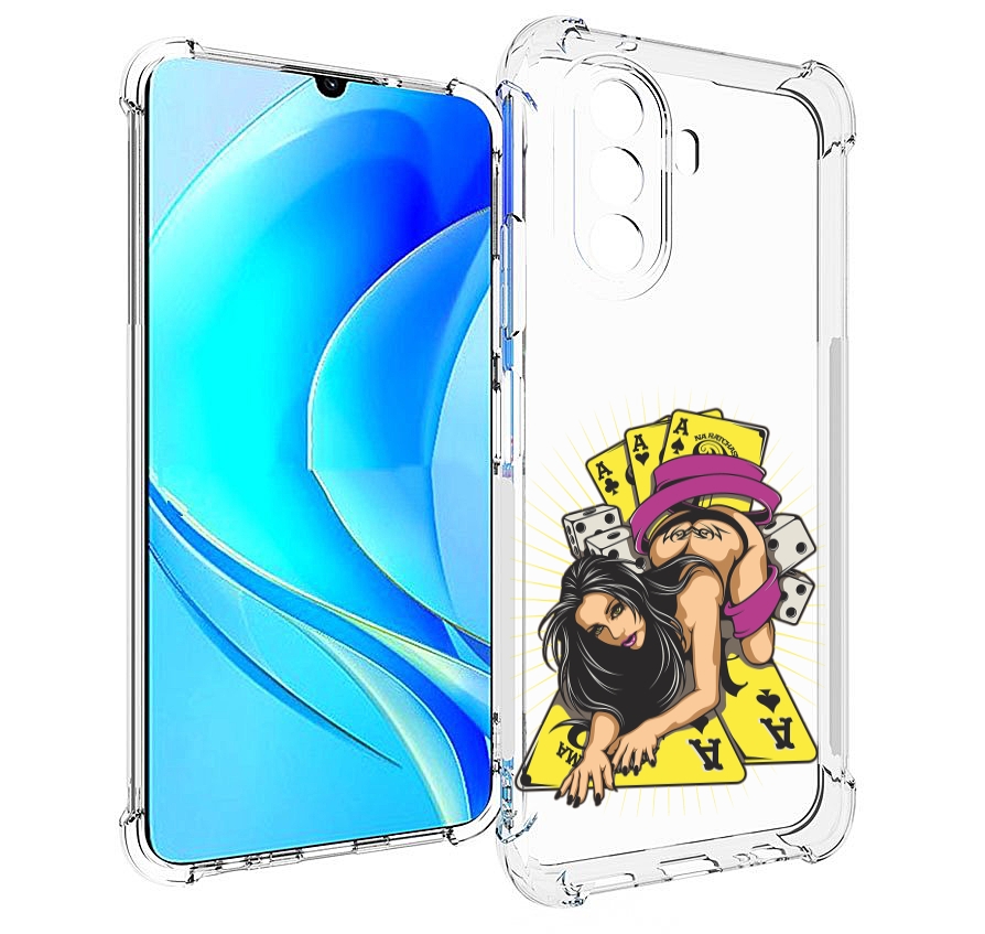 

Чехол MyPads нарисованная девушка с игровыми картами для Huawei Nova Y70, Прозрачный, Tocco