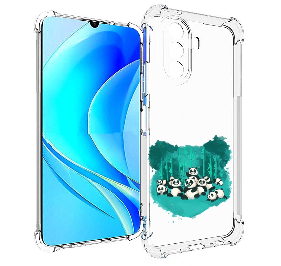 Чехол MyPads нарисованные панды для Huawei Nova Y70 / Nova Y70 Plus (MGA-LX9N)