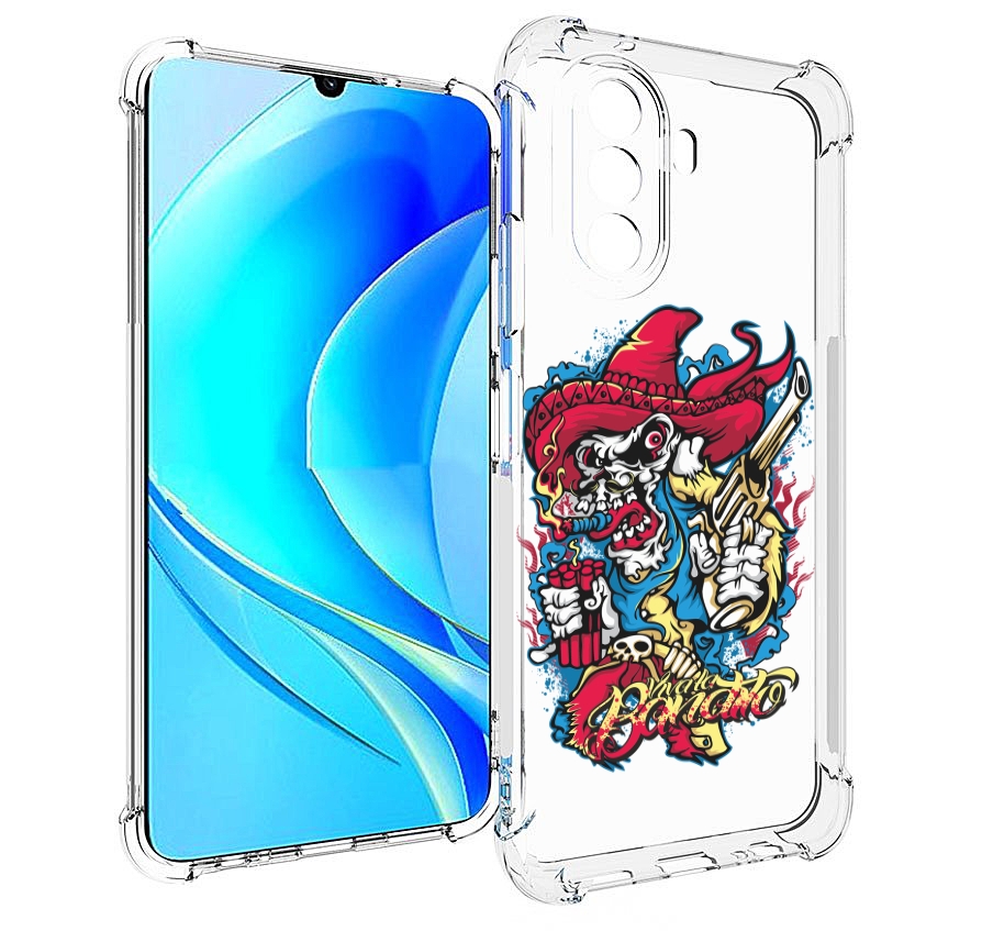 

Чехол MyPads нарисованный скелет с писталетом для Huawei Nova Y70 / Nova Y70 Plus, Прозрачный, Tocco
