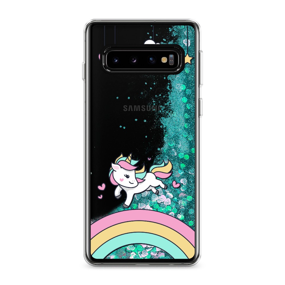 

Жидкий чехол с блестками "Единорог на радуге" на Samsung Galaxy S10, 27095-1