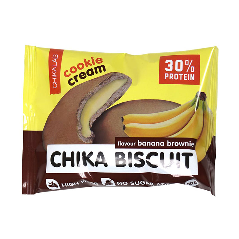 фото Бисквитное печенье chikalab chika biscuit 9x50 г - банановый брауни