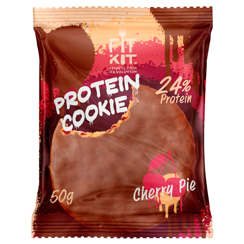 фото Печенье fitkit choco protein cookie 24x50 г - вишневый пирог