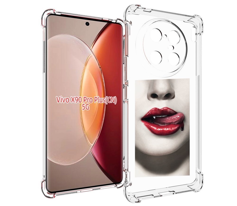 

Чехол MyPads губы-вампирши для Vivo X90 Pro Plus, Прозрачный, Tocco