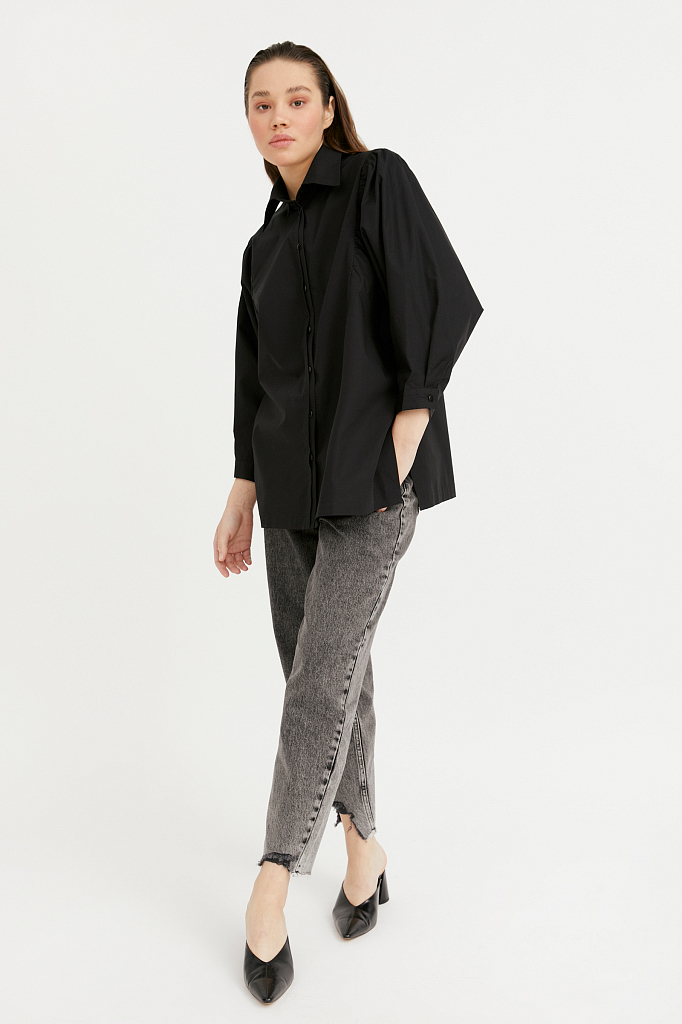 

Рубашка женская Finn Flare B21-11088R черная L, B21-11088R