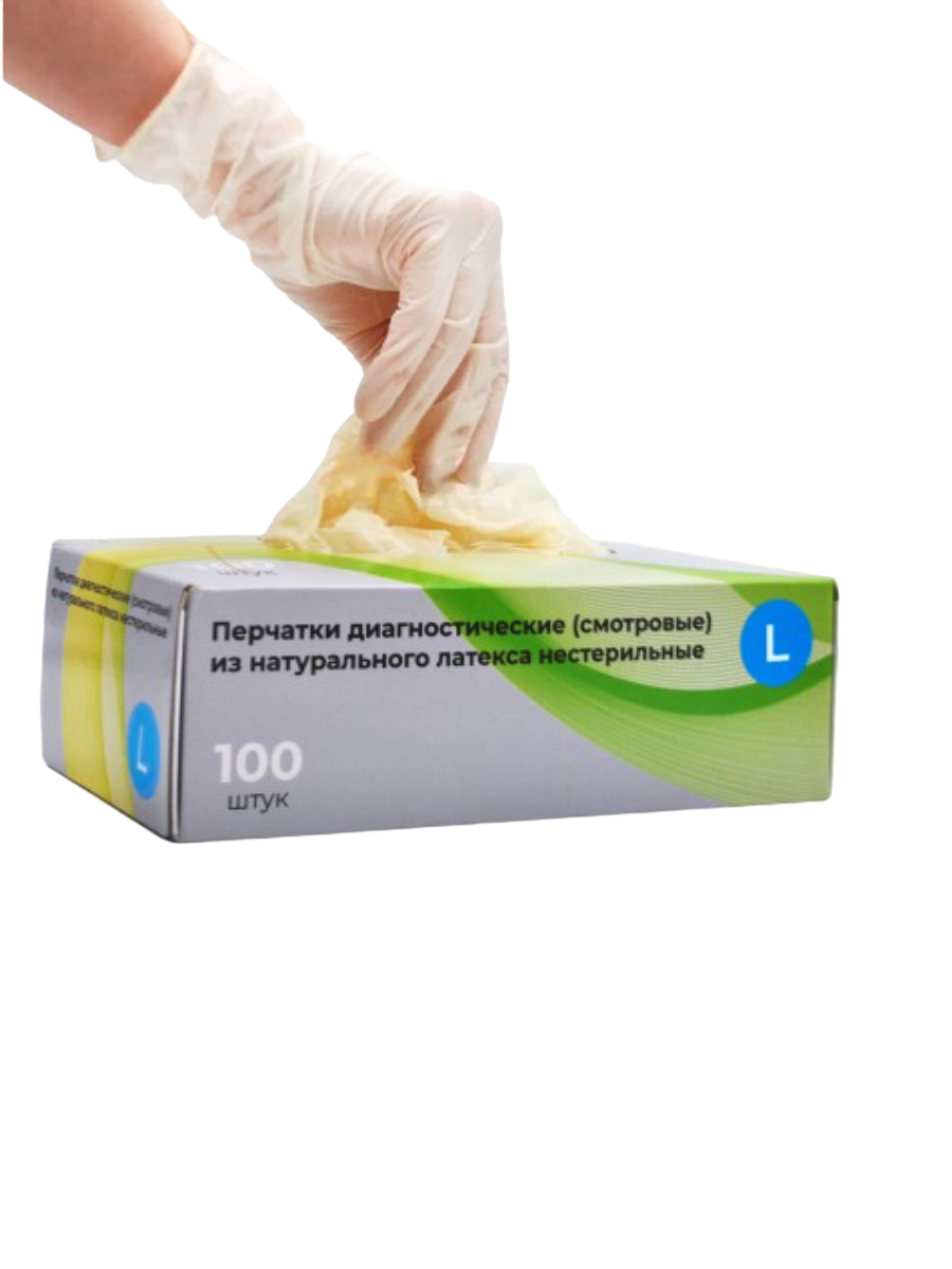 фото Перчатки латексные медицинские top glove белые р. l 100 шт.