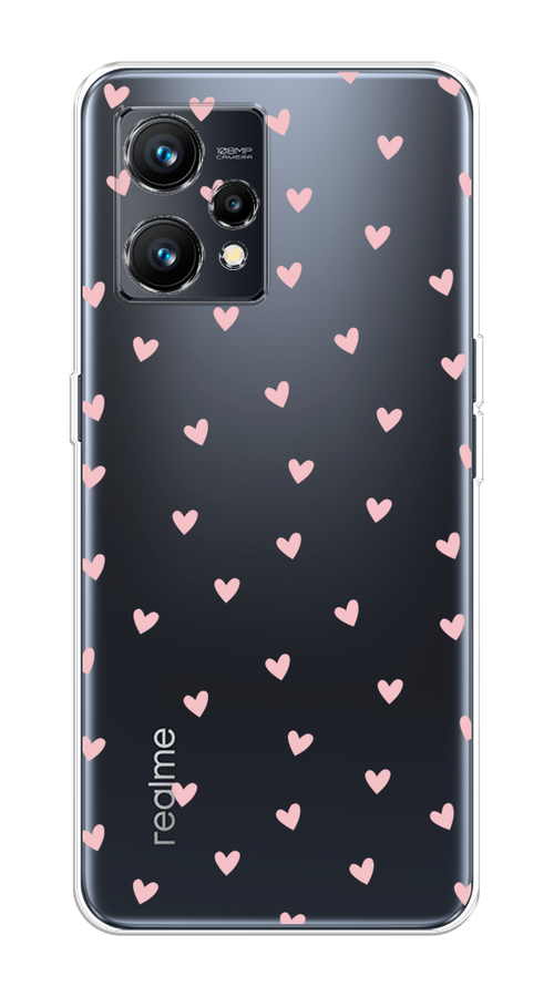 

Чехол на Realme 9 4G "Розовые сердечки паттерн", Розовый;прозрачный, 257250-1