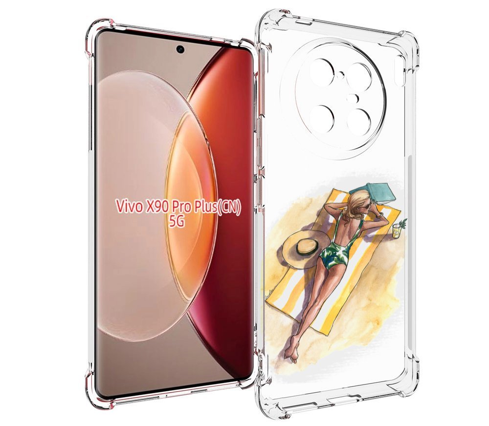 

Чехол MyPads девушка на пляже женский для Vivo X90 Pro Plus, Прозрачный, Tocco