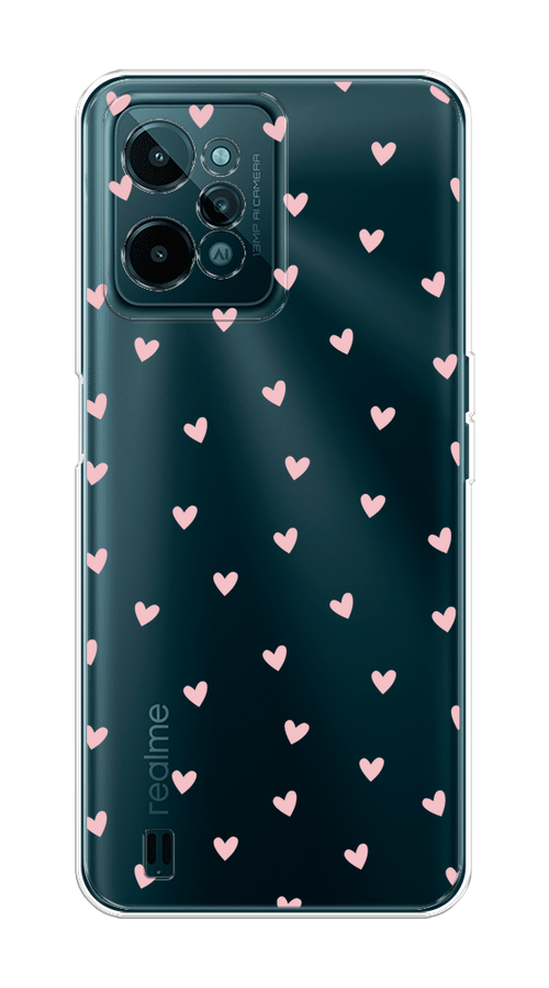 

Чехол на Realme C31 "Розовые сердечки паттерн", Розовый;прозрачный, 259350-1