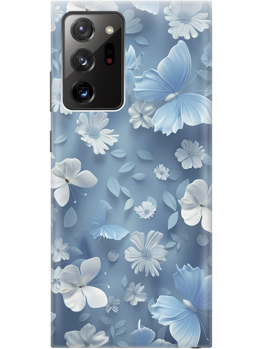 

Силиконовый чехол на Samsung Galaxy Note 20 Ultra с принтом "Голубые бабочки", Прозрачный;белый;голубой, 723276410