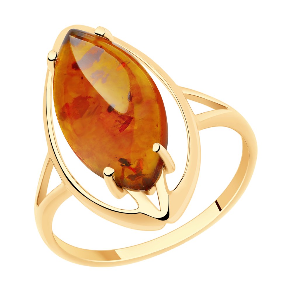 Золотое кольцо с янтарем Соколов