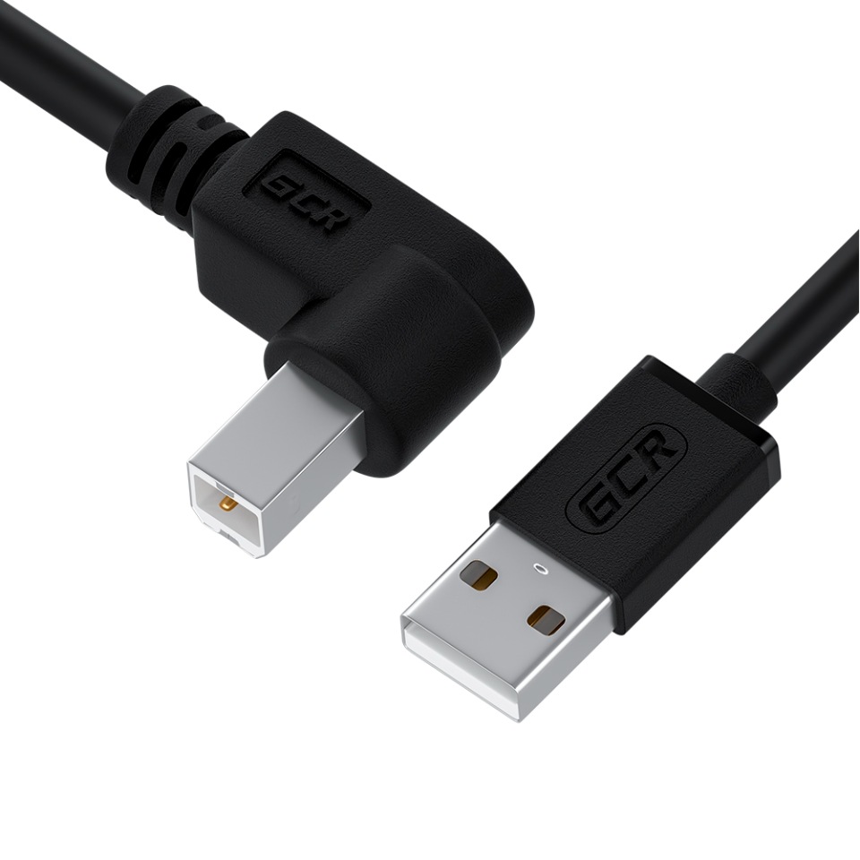 фото Кабель gcr gcr-upc3ml 1.5м usb 2.0, am/bm угловой левый, черный