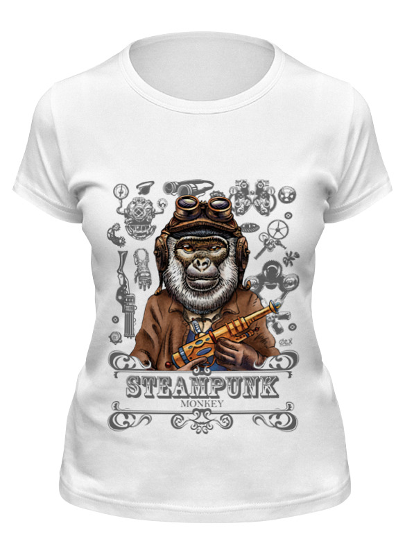 

Футболка женская Printio Steampunk monkey белая XL, Steampunk monkey