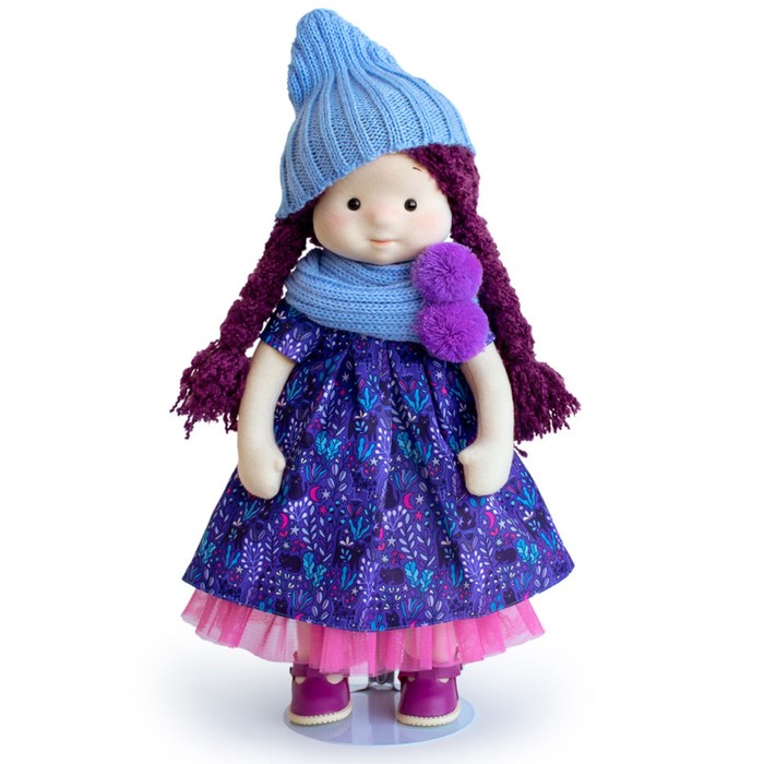 Мягкая кукла Тиана в шапочке и шарфе, 38 см
