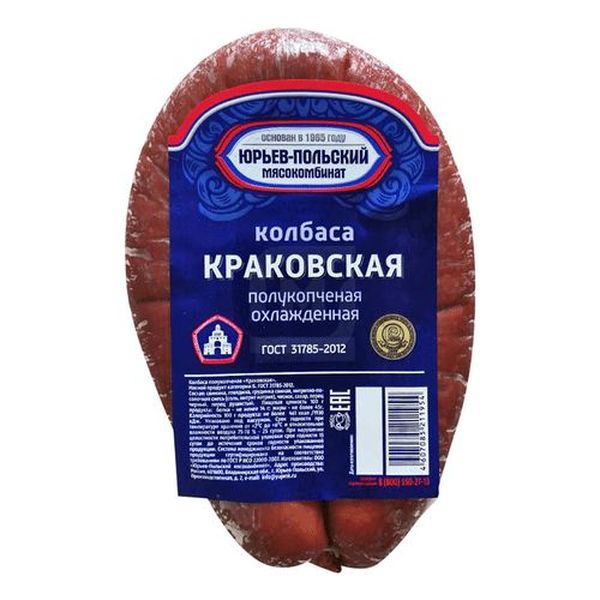 

Колбаса Юрьев-Польский мясокомбинат Краковская полукопченая +-500 г